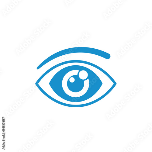 Blue eye with eyebrow icon symbol.