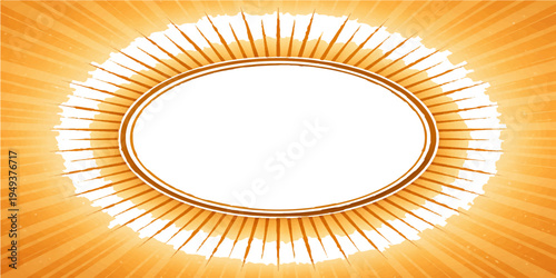 An abstract summer vector illustration featuring a bright yellow and orange sun with warm rays of light and solar star elements for a sunny nature design