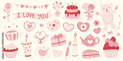 A charming collection of valentine s day themed illustrations and decorations
