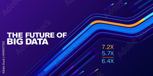 Abstract representation of big data with dynamic lines and text overlay