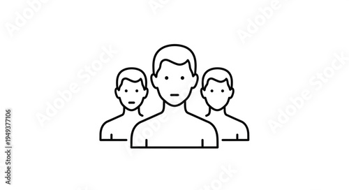 Outline illustration of three people representing a team or group.