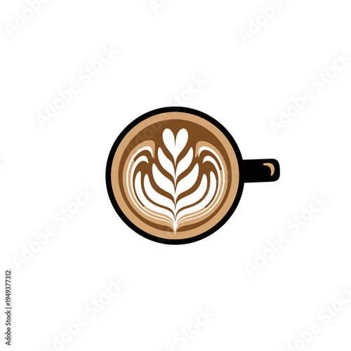 Coffee Cup With Latte Art vector illustration
