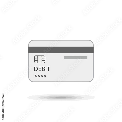 Debit card with chip and details.