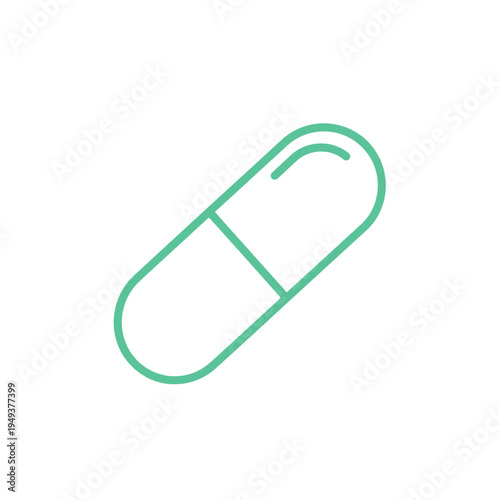 Green capsule pill icon simple.