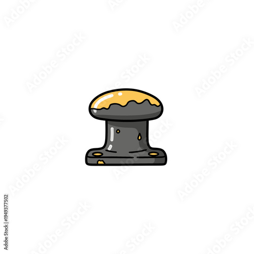 Stylized Cartoon Metal Bollard with Yellow Liquid vector illustration