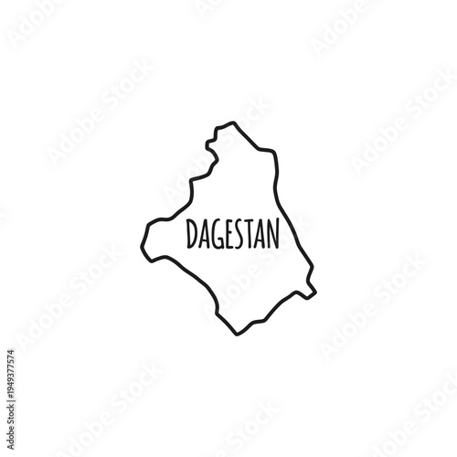 Dagestan Map Outline With Text vector illustration
