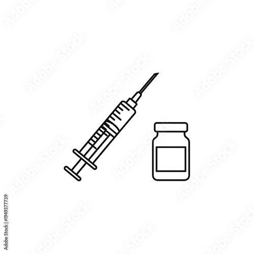 Medical Syringe and Vial Icon vector illustration