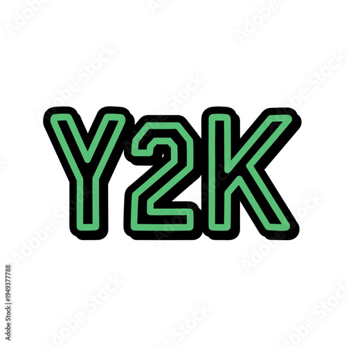 Y2K Text Logo With Neon Green Outline vector illustration