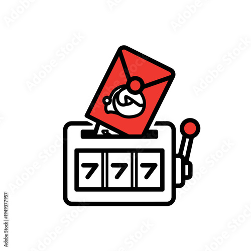 Slot Machine With Winning Numbers and Incoming Email vector illustration