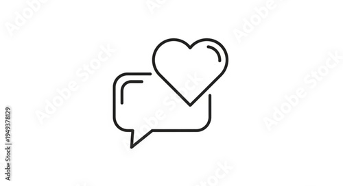Heart and Speech Bubble Icon Representing Love and Communication.