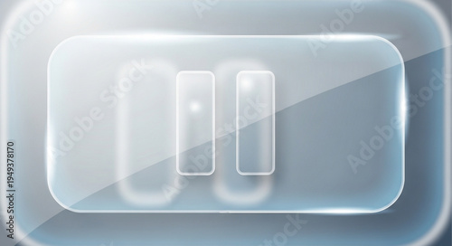 Glass Pause Button Icon on Transparent Background.