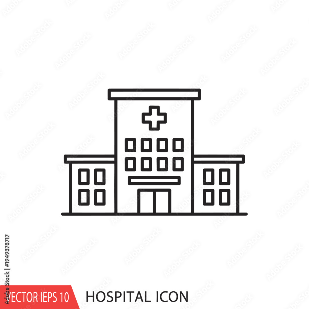Naklejka premium Hospital Building Icon Illustration.