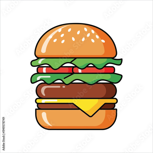 Delicious cheeseburger with lettuce tomato.