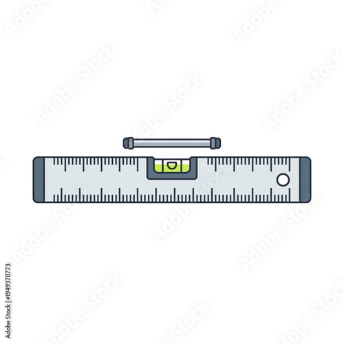 Ruler and spirit level tool.