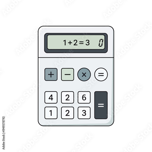 Calculator with numbers and symbols.