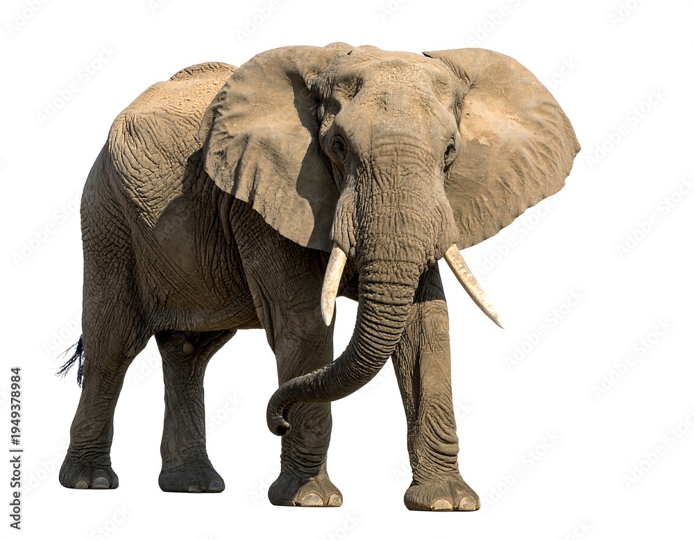 Obraz premium Elephant, front view, isolated on white