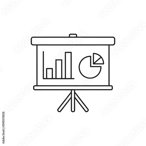 Presentation board with graphs and charts.