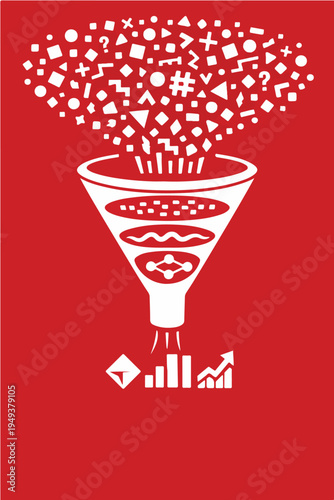 Artificial Intelligence Data Filtering System Separating Valuable Insights from Chaotic Big Data Stream – Vector Illustration