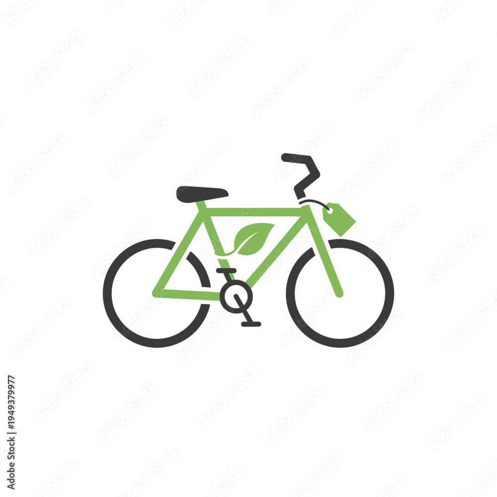 Fototapeta premium Green bicycle with leaf design.