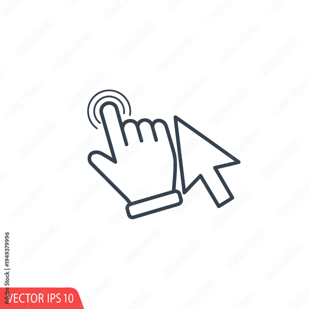Obraz premium Hand clicking computer mouse button icon.