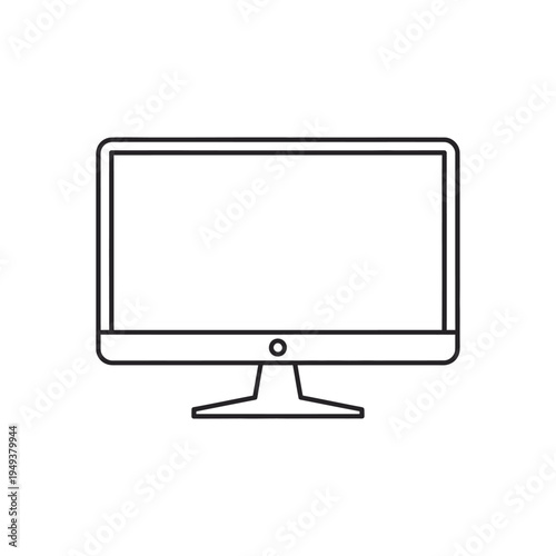 Computer monitor with screen on stand.