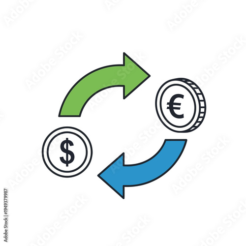 Currency exchange rate symbol icon.