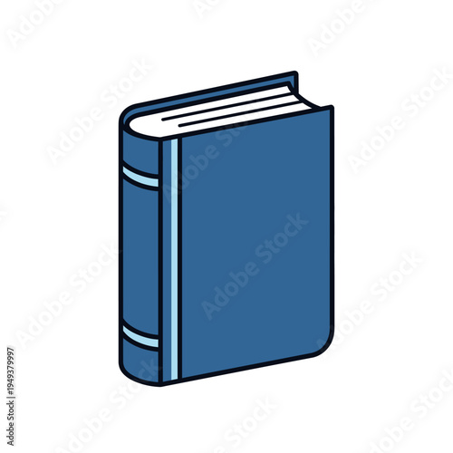 A blue hardcover book with white pages.
