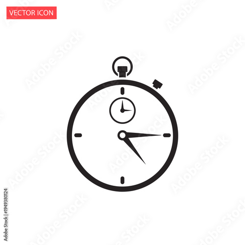 Stopwatch timer clock icon vector.
