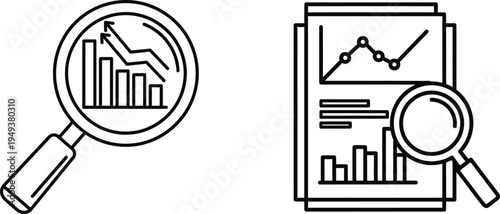 Business data analysis and research icons