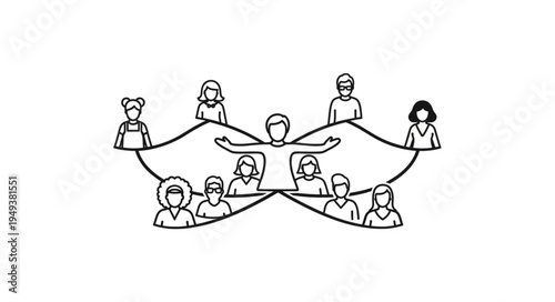 People Connected in a Network Diagram Illustrating Social Connections.