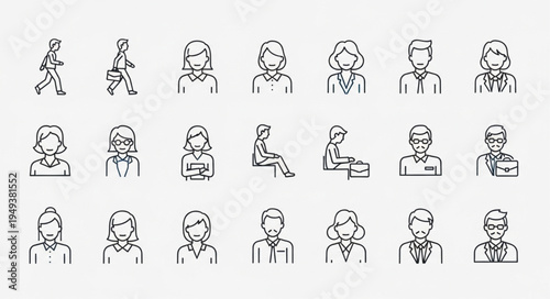 Diverse Hand Drawn People Icons Collection.