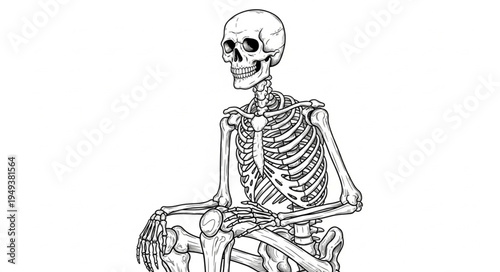 Detailed Skeleton Illustration - Anatomical Study of Human Bones.