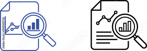 Business data analysis and reporting icons