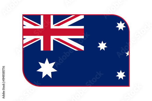 Australia flag with rounded corners and red border