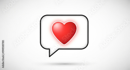 Red Heart in Speech Bubble Symbolizing Love and Communication.