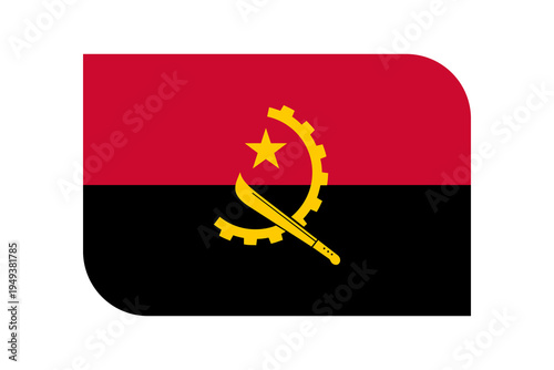 Angola flag icon with rounded corners on transparent background