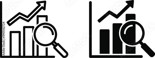 Business data analysis and statistics icons