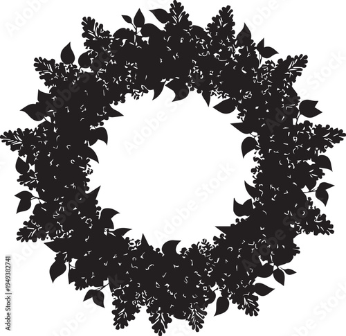 Floral wreath vector silhouette illustration line art design element