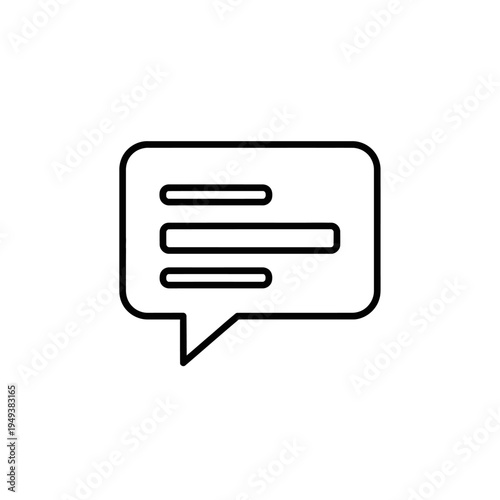 Black and white chat bubble icon.