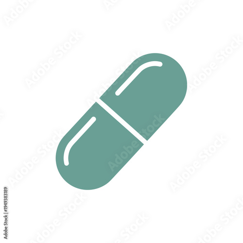 Teal colored medicine pill capsule.