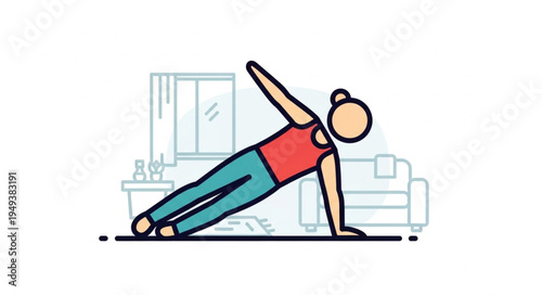 Woman Performing Side Plank Exercise for Core Strength and Fitness.