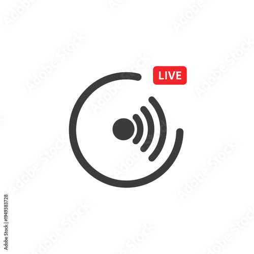 Live streaming radio broadcast icon symbol.