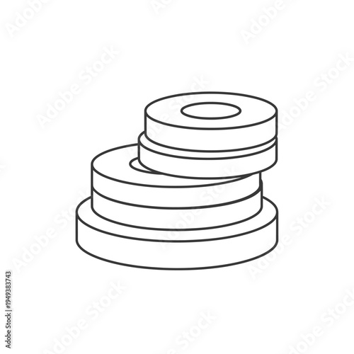 Stack of round metal washers.