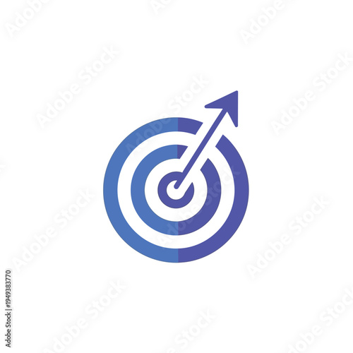 Blue target with arrow hitting bullseye.