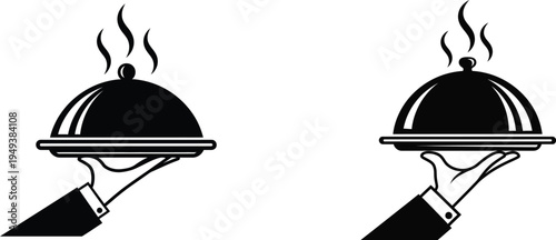 Steaming hot dishes served on silver platters