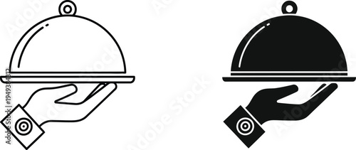 Serving dishes with lids icon set