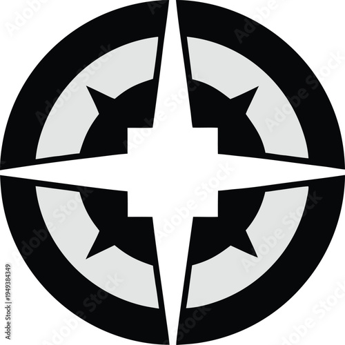 Geometric Compass Star Icon with Four Pointed Nord Symbol for Strategic Navigation and Brand Direction