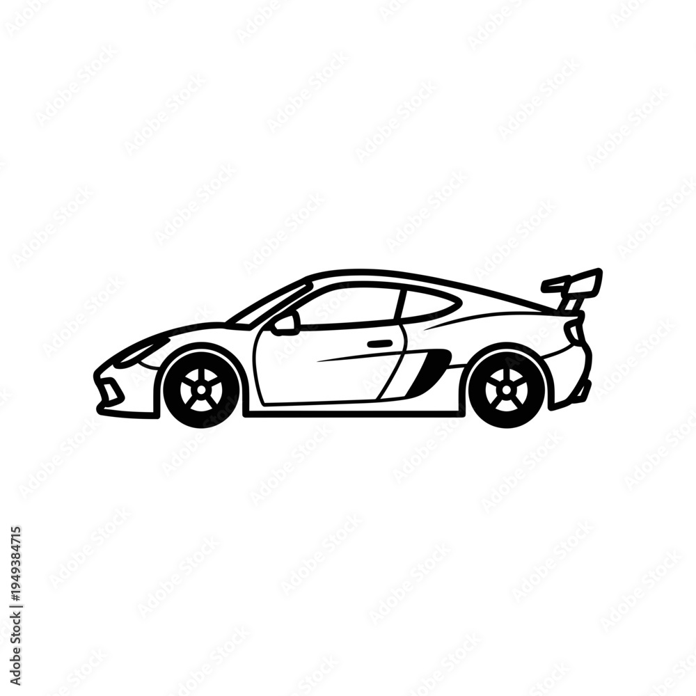 Fototapeta premium Line Art of a Sports Car vector illustration