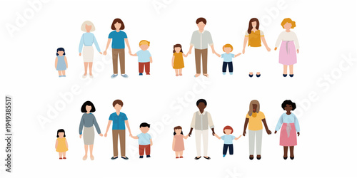 Diverse group of people including children and adults holding hands together