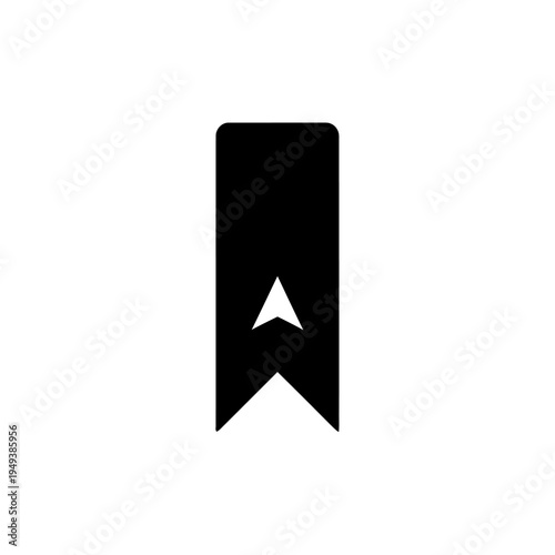 Black bookmark icon with triangle.